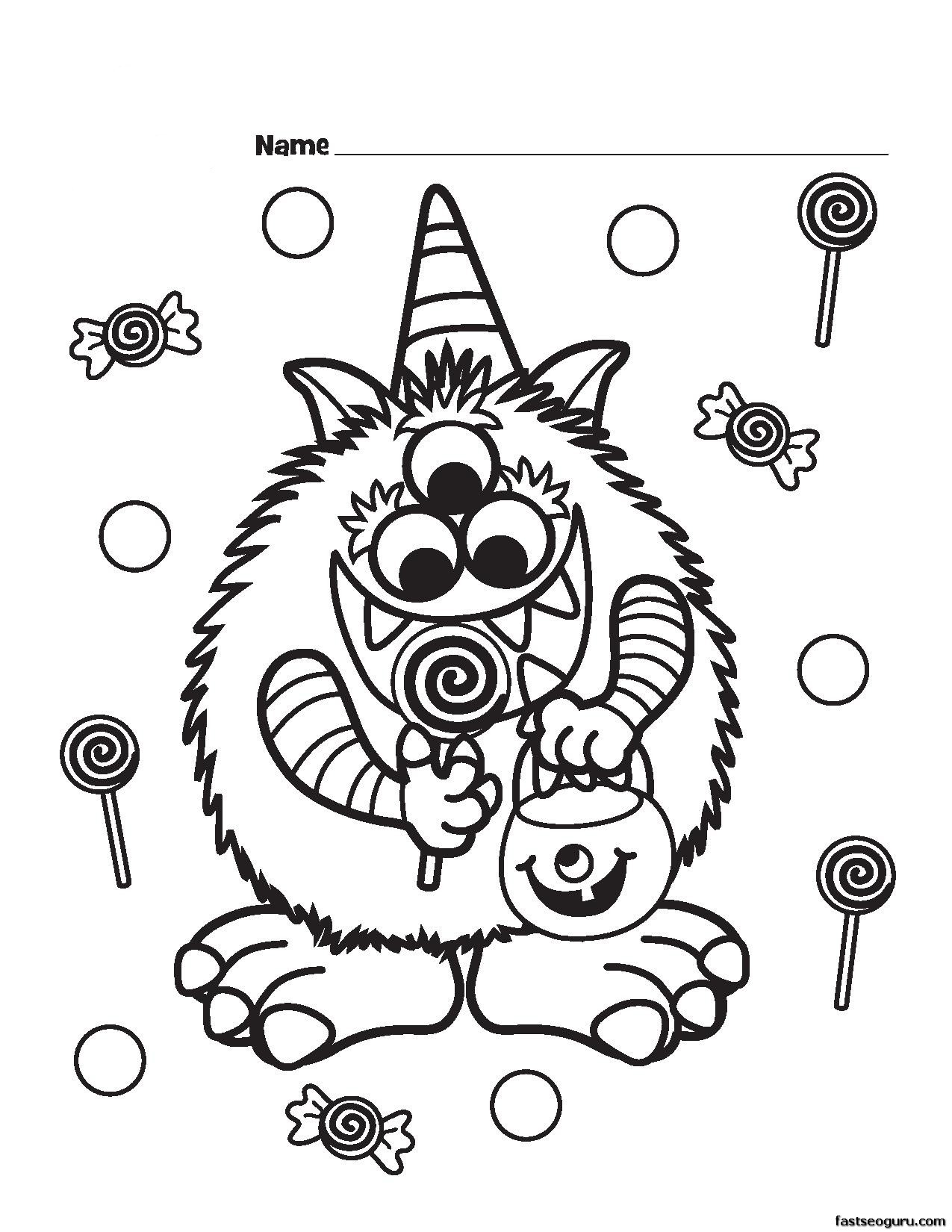 Halloween Candy Critter printabel Coloring Page